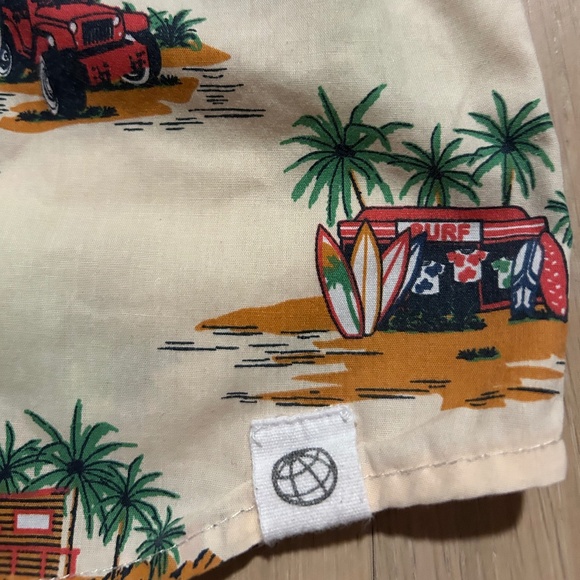 Free Planet Tan Surf Theme Button Down Shirt for Boys Size 12M Summer! - Picture 4 of 5